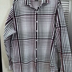 Kenneth Cole Men's Plaid Shirt - Black, White, and purple